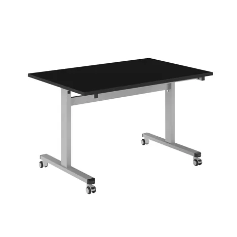Pro Flip Rectangular Table - W1200 x D800 x H725mm - Silver Legs - Black